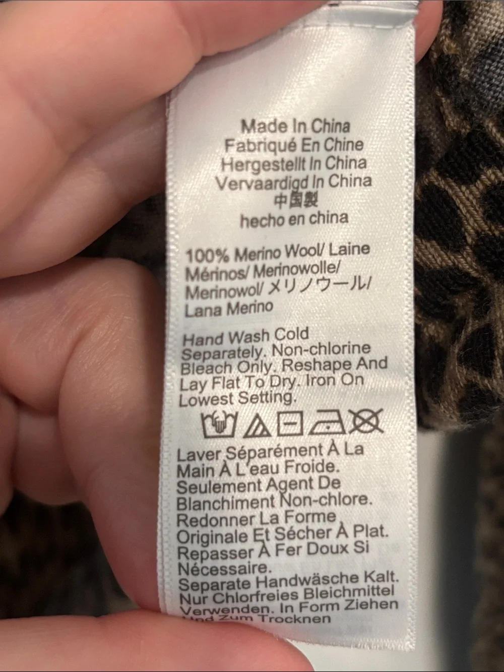 J.Crew 100% Merino Wool Leopard Print Sweater Top Brown Black Size M